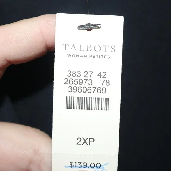 Talbots Black Short Sleeve Faux Wrap Sheath Midi Dress Women's Size 2XP-NWT - Picture 8 of 9